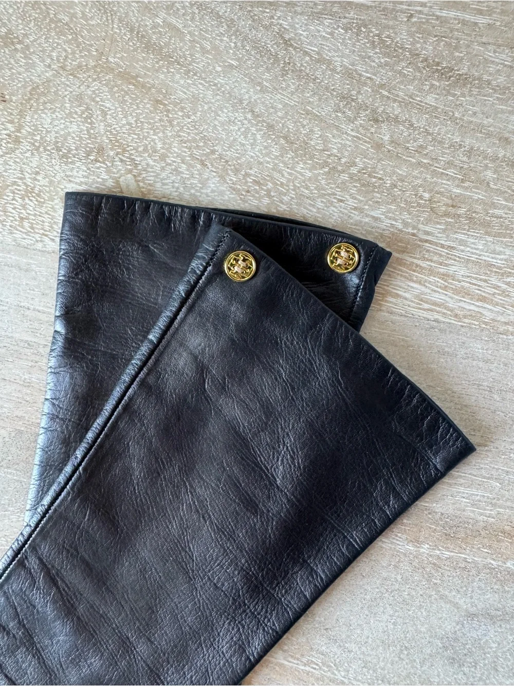 Classic Black Leather Long Gloves - Women's Fashion Accessory